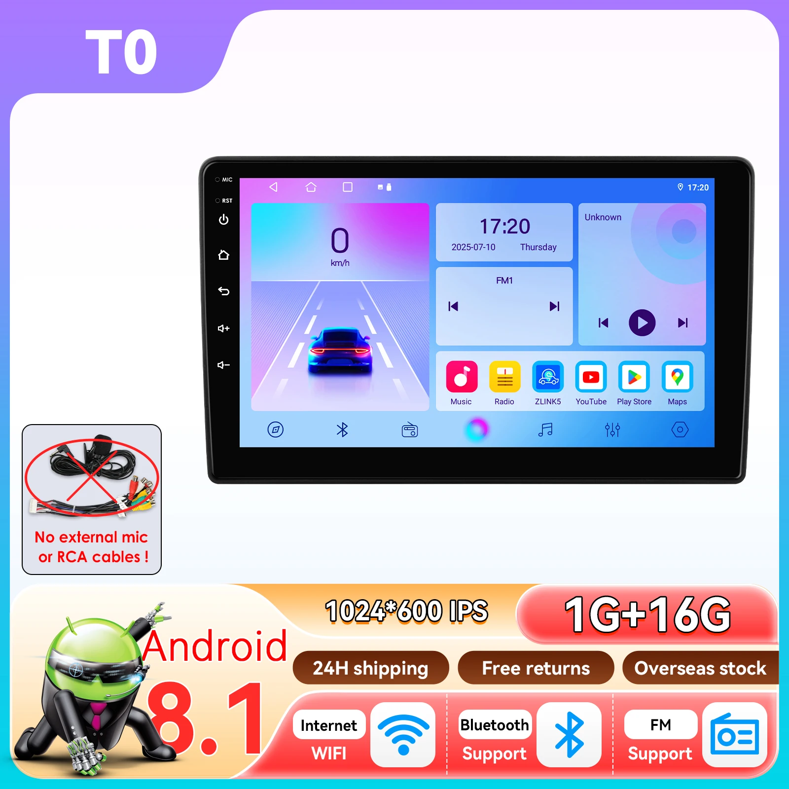 9 inch Autoradio door Snapdragon 6115 Android 14 Universele Auto Multimedia Speler Auto Draadloze Carplay 2din GPS Intelligente Audio