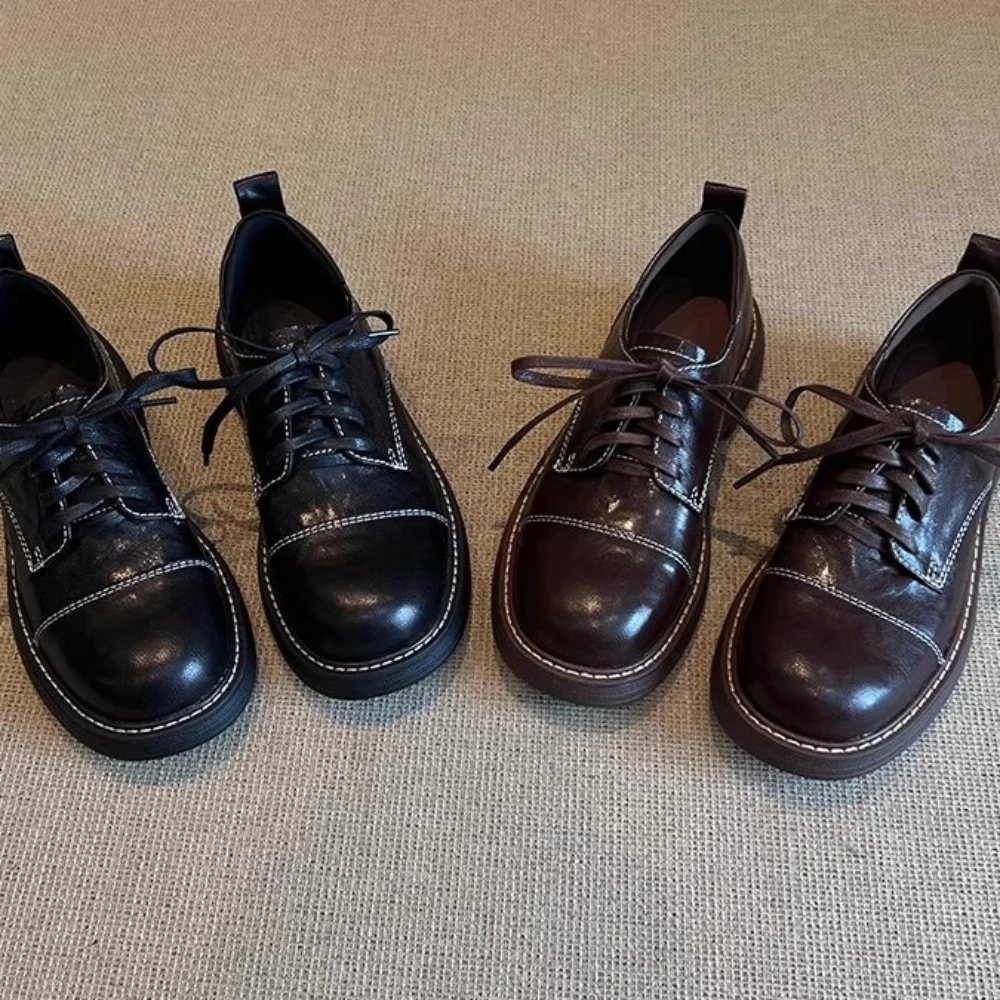 

Женские туфли-броги, женские туфли-оксфорды на платформе, туфли-оксфорды на плоской подошве в британском стиле, винтажная повседневная женская обувь на плоской подошве с вырезами, оксфорды в стиле ретро