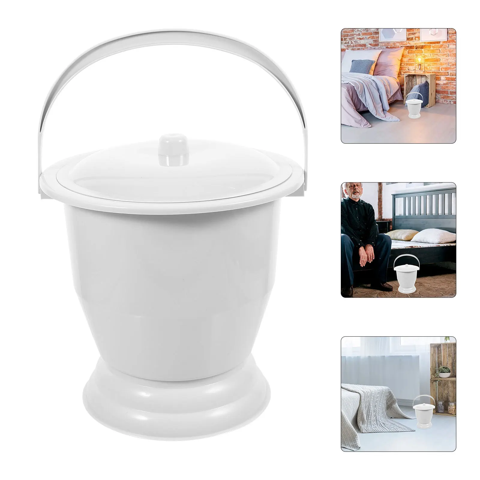 

Portable Urinal Chamber Pot For Adults Lightweight Durable Bedpan With Lid Easy Clean Reusable Plastic Urine Bucket For Home