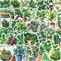 50PCS Cute Plants Green Aesthetic Stickers Kids Toy DIY Decoration For Fridge Notebook Bike Phone Suitcase Cartoon Sticker