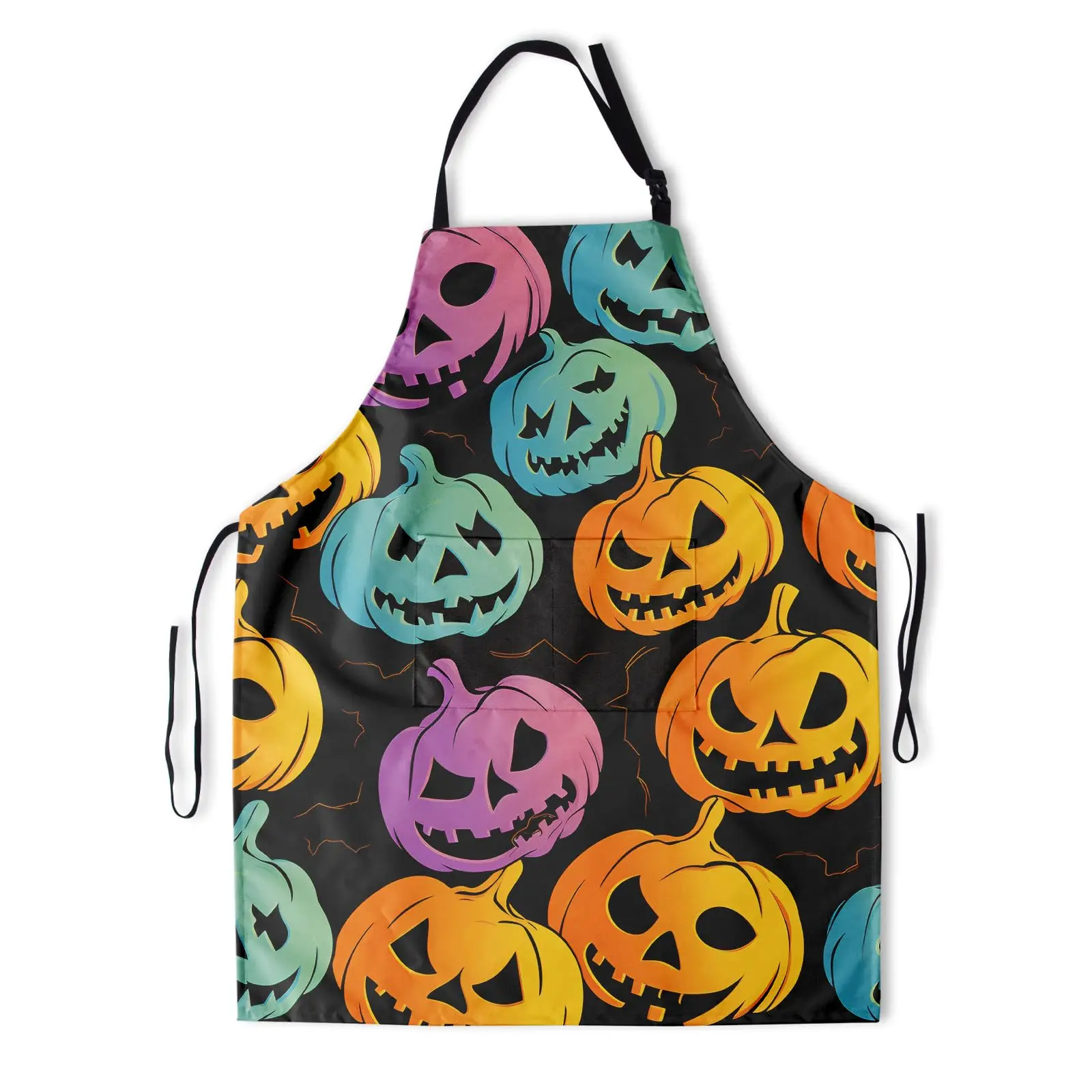 

Colorful Halloween Pumpkin Art Apron - Autumn Harvest Artist Apron with Pockets Thanksgiving Fall Pumpkins Apron