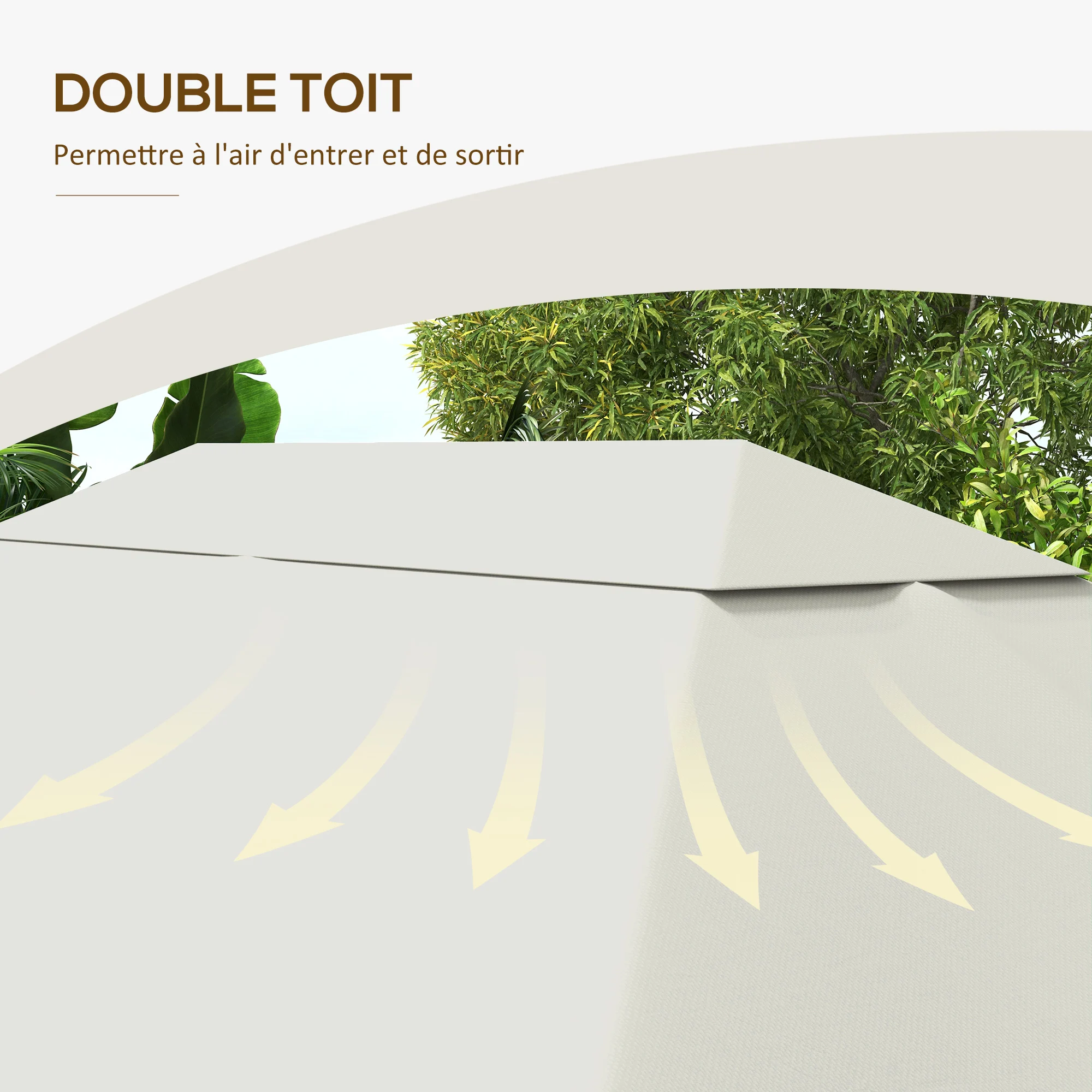 Afbeelding 5: Outsunny canvasvervanger voor prieeloverkapping polyester hoge dichtheid 180g/m² anti-UV 3x4 m crème