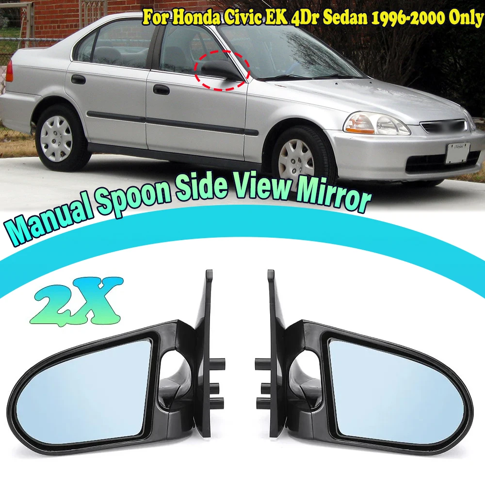 

2x Manual Adjustable Car Door Wing Rear View Side Mirror Assembly For Honda Civic 4Dr 1996 1997 1998 1999 2000 Car Accessories