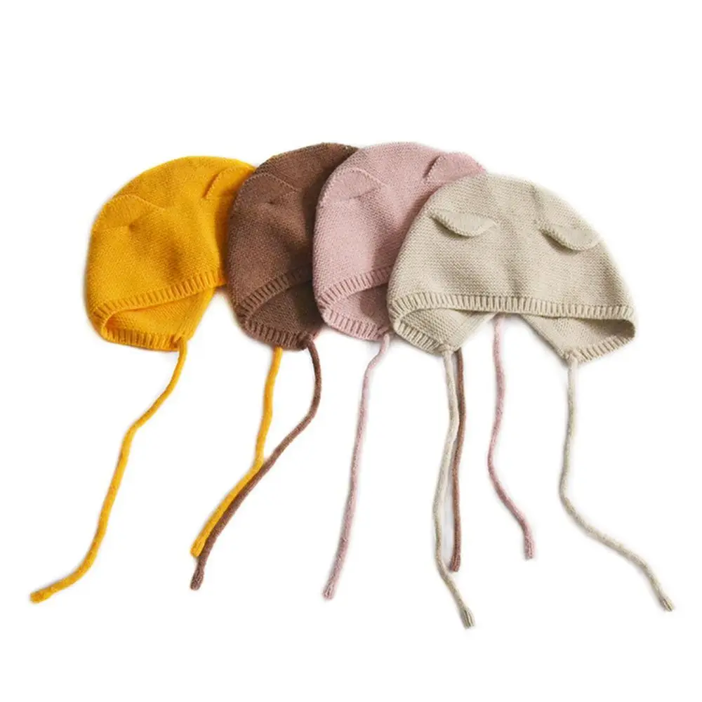 1-4 سنة يندبروف بلون الطفل محبوك قبعة لينة لطيف الأطفال قبعة دافئة آذان الكرتون قبعات صغيرة طفل الأطفال أطفال #3