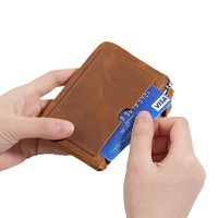 Genuine Leather Zipper Coin Purse for Men Credit Card Holder Mens Coin Purses Cash Change Wallet Car Smart Holder Money Pouch