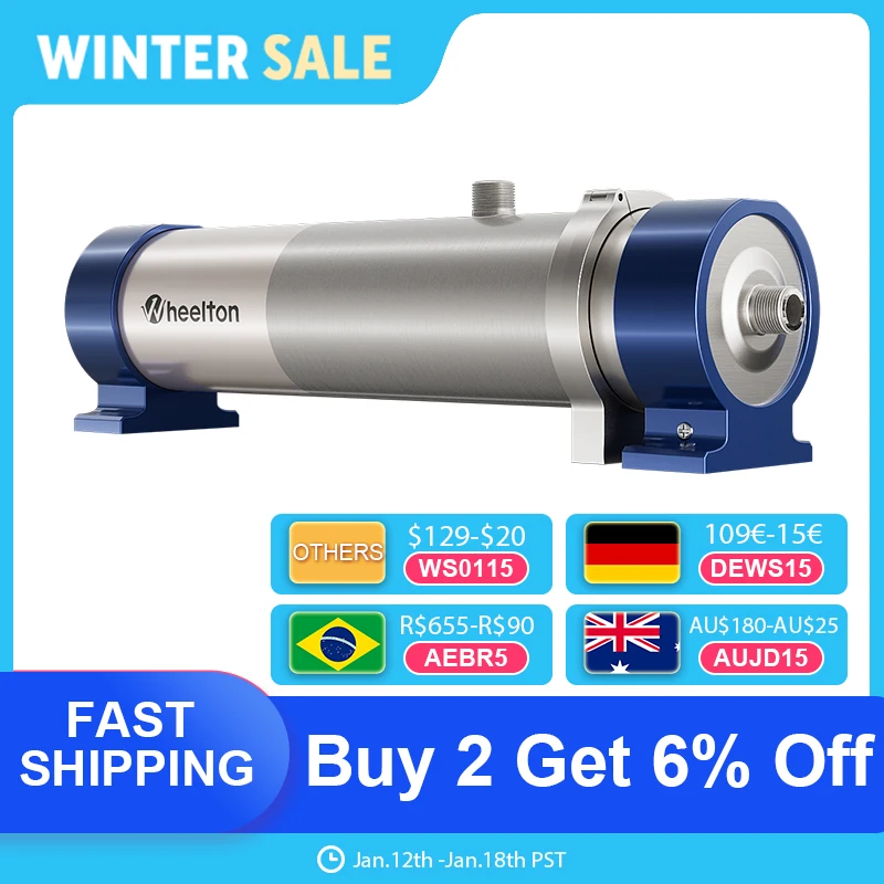 Wheelton tutta la casa purificatore filtro acqua ad alto flusso 1000L-3000L SUS304 filtro acqua minerale riutilizzabile 0,01um PVDF per 5 anni