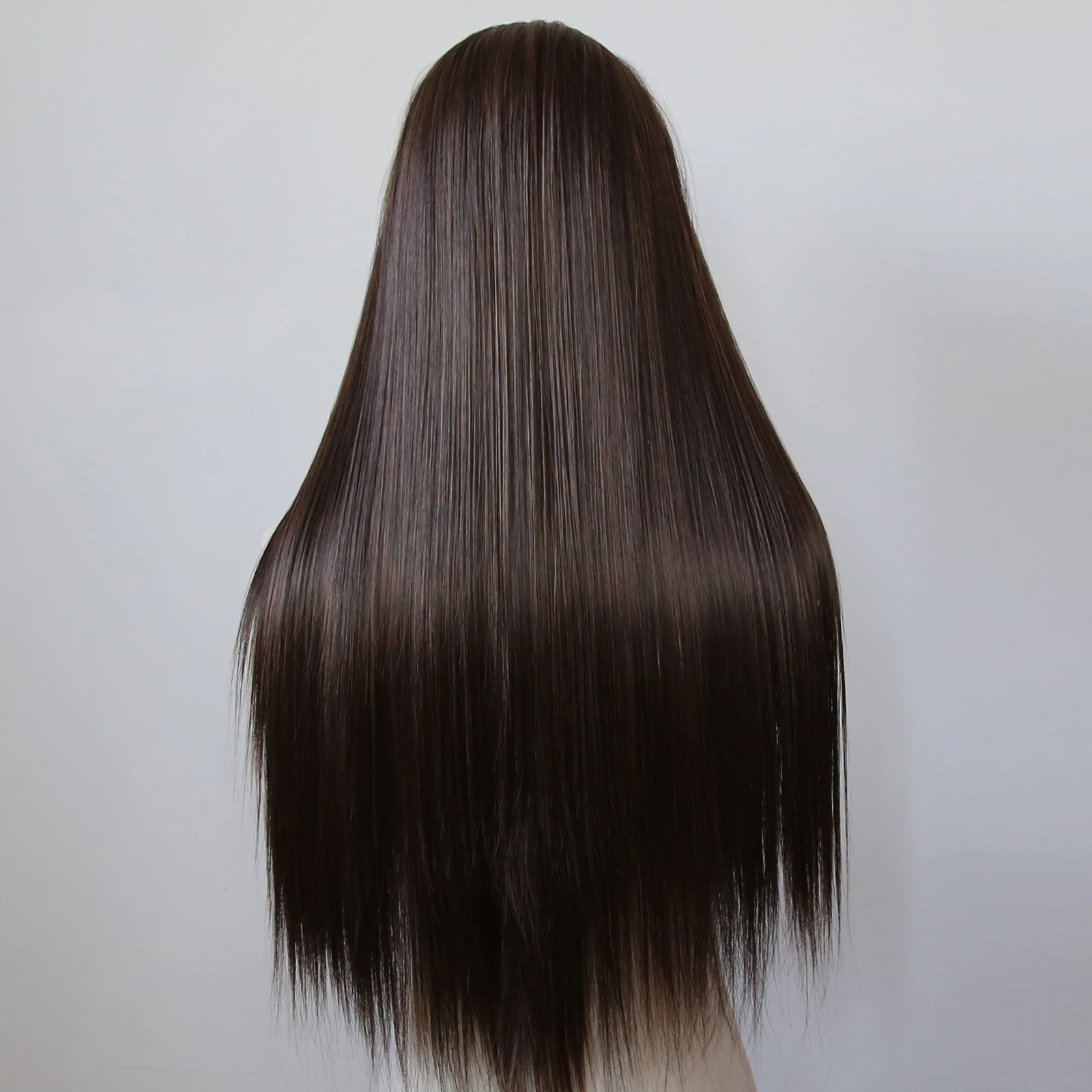 Black/Brown Synthetic Lace Front Wig Long Straight Lace Front Synthetic Wig Pre Plucked Heat Resistant Hair Daily Wear Cosplay