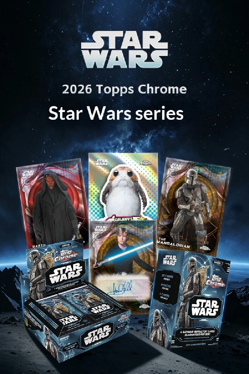 Genuine 2026 Topps Chrome Star Wars Value Box 8 Packs, 4 Cards/Pack, 4 Ray Wave Refractors Per Box