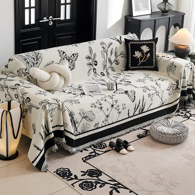 Vintage French Style Chenille Sofa Cover, Full Coverage for All Seasons, Luxury High-End Sofa Protector Slipcover