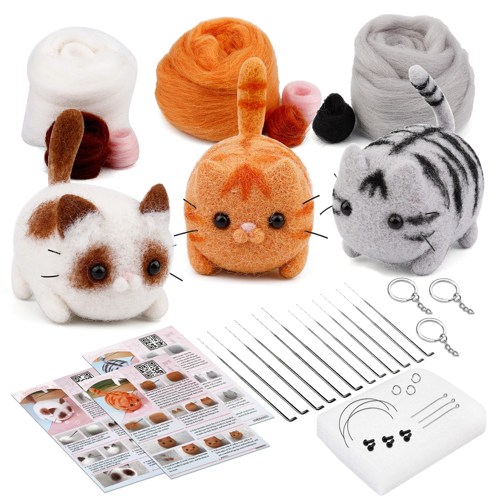 Dog Wool Needle Felting Kit  Non-Finished Cat Handmade Wool Felting Material Package Doll Toy DIY Gift Needle Felting Tool Kit