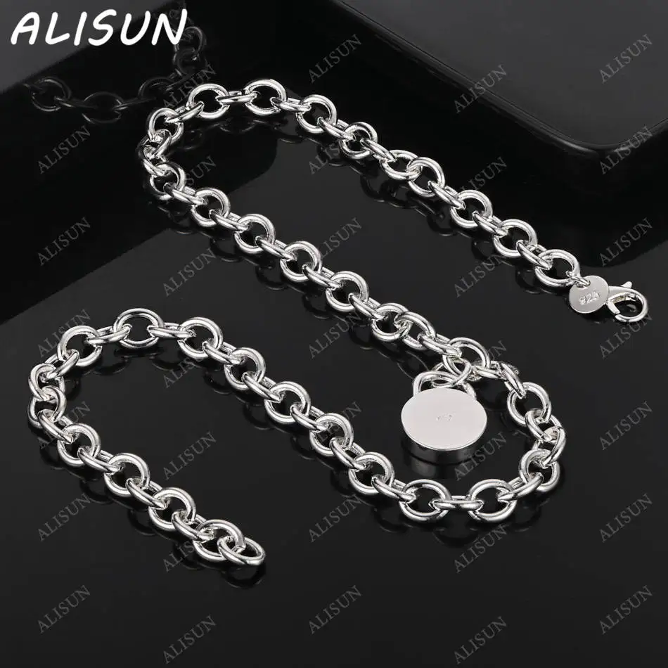 

ALISUN 925 Sterling Silver 45cm Round Lock Necklace For Women Creativity Gifts Street All-match Party And Daily Wear