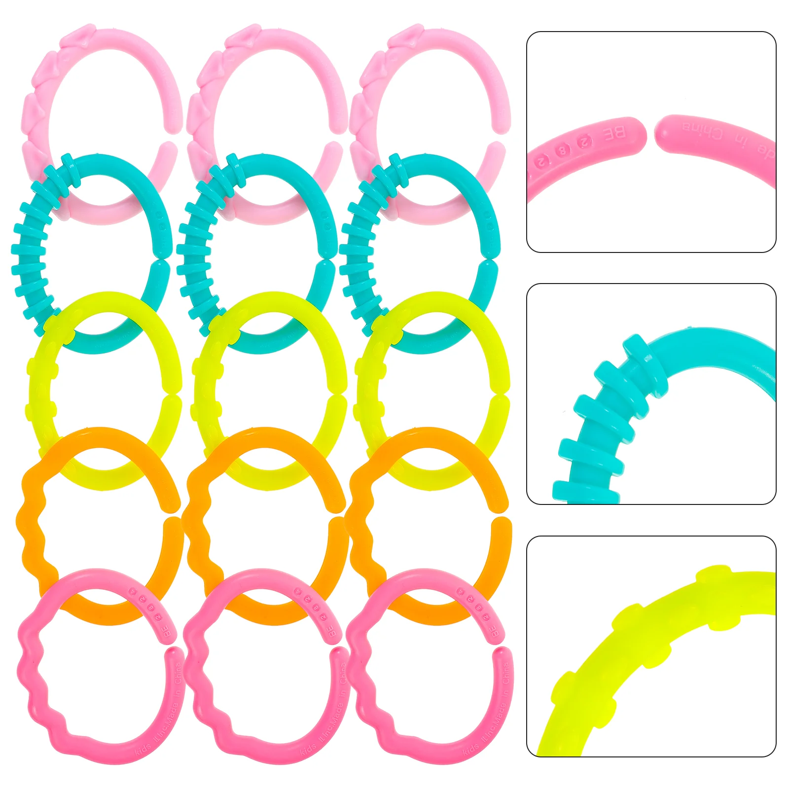 24 Pcs Baby Grip Toys Stroller Teether Ring Links Rubber Rings Infant Non-toxic