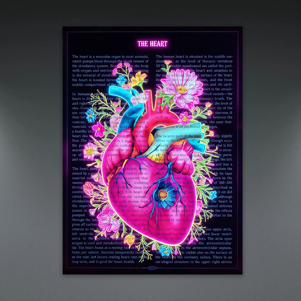 Heart Flower Anatomy Print Medical Poster Hospital Ar Decor Canvas Painting Medical School Cardiology Art Home Office Room Decor