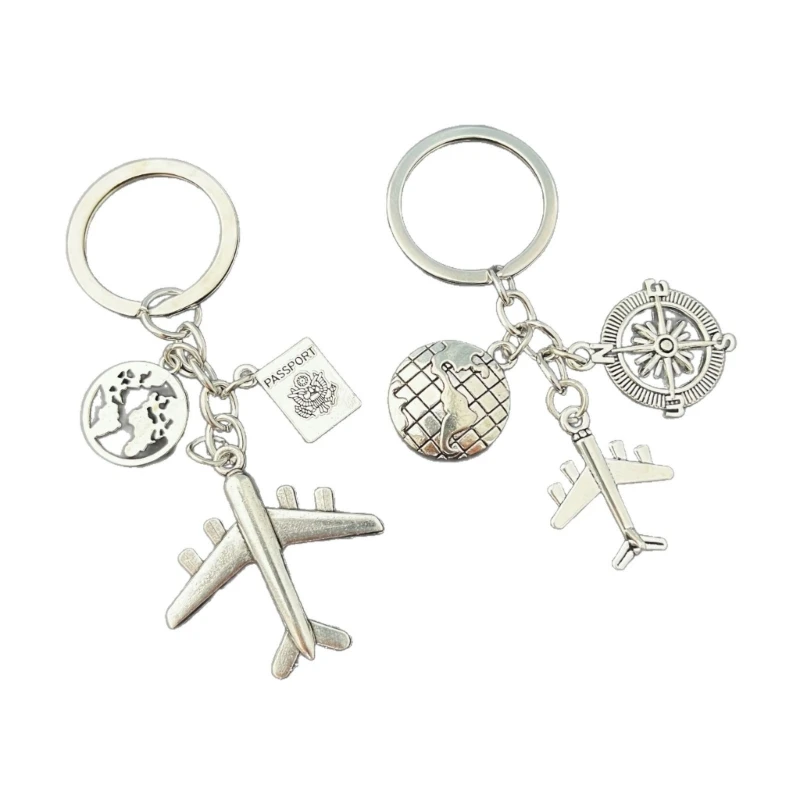 F2TD Daily Carry Travel Charm Keyring Decoration with Plane Direction Pendants for Wallets Keys and Zippers