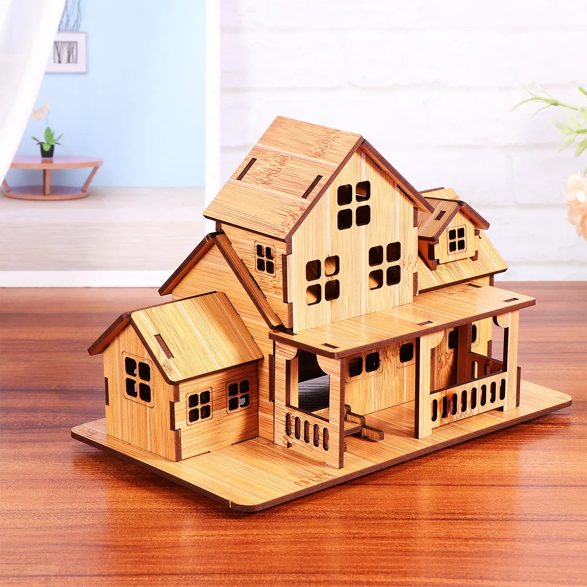 

Деревянный сборный домик DIY из бамбука для декора дома, офиса, спальни, развивающий логическое мышление