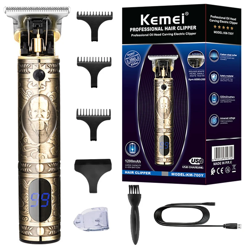 Kemei Metal Professional Hair Trimmer For Men Grooming  Beard Hair Clipper Electric Barber Hair Cutter Machine Rechargeable