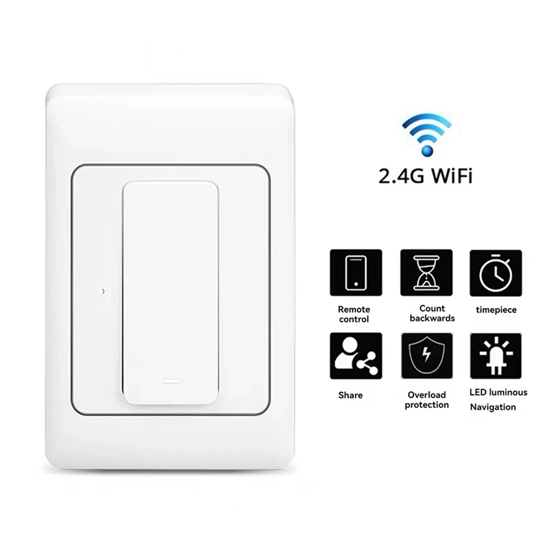 Tuya Smart Wall Light Switch Push Button Circuit Breaker Wifi Single Zero Fire Single Path For Alexa Google Home