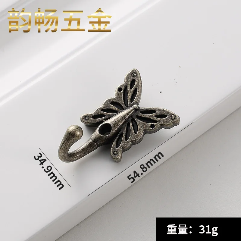 

5pcs Zinc Alloy Butterfly Hooks for Coats Hats Bags Decorative Wall Mount Bathroom Towel Holder Vintage Design Hardware