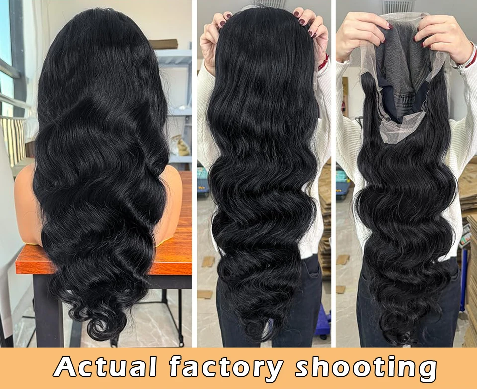 Karyssa Body Wave 13x6 13x4 HD Transparente Lace Frontal Perücke Echthaar 220 Dichte 30 36 Zoll Wasserwelle Schwarz für Frauen – Detail 4