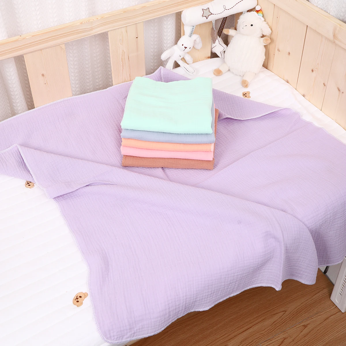 

Детское хлопковое пеленальное одеяло, муслиновое банное полотенце, мятая ткань для новорожденных, чехол для коляски, марлевое одеяло для сна для малышей