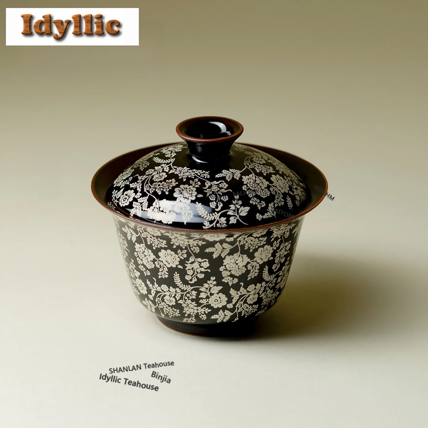 

120ml Ink Dyed Blossoms Gaiwan Traditional Tea Tureen Tea Bowl With Lid Kit Tea Making Cover Bowl Kung Fu Tea Set Collection