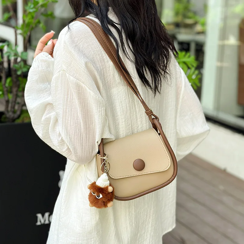 

Simple Color Matching Clamshell PU Leather Women's Shoulder Bags Fashion Female Crossbody Bag Casual Ladies Small Square Bag