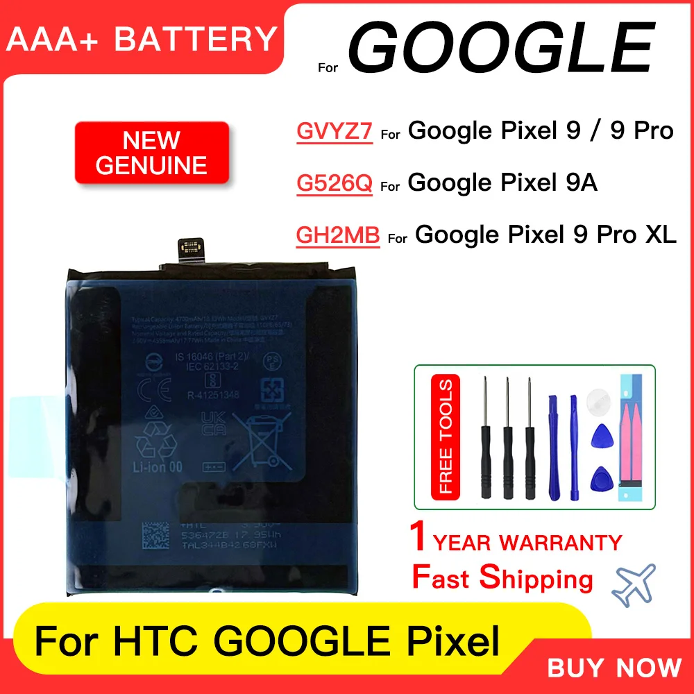 

Genuine Brand New GVYZ7 G526Q GH2MB Replacement Battery For Google Pixel 9 9 pro 9A 9pro XL Rechargeable Batteries Batteria+Tool