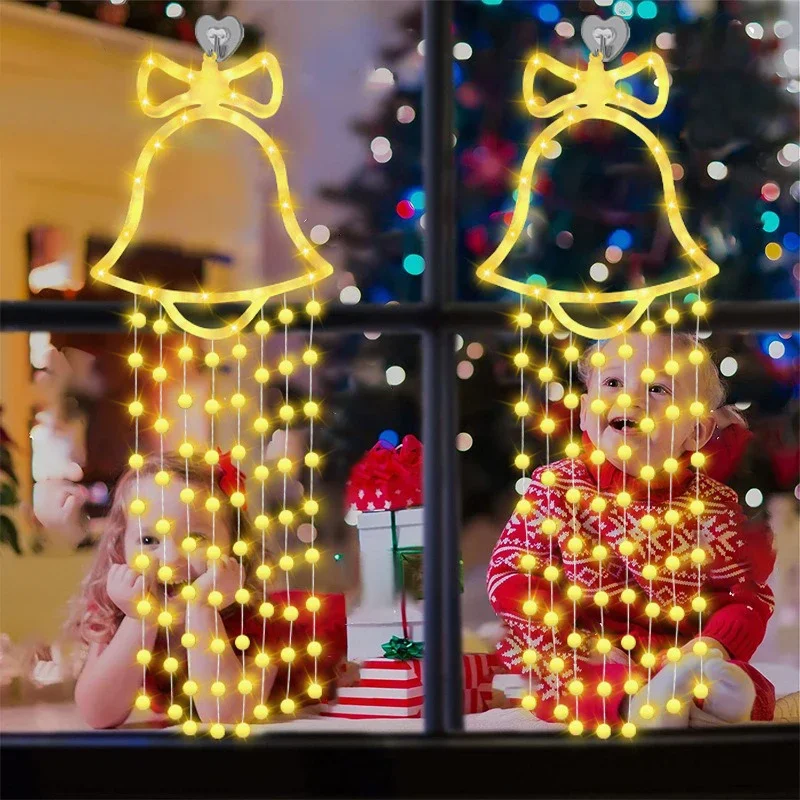 Christmas Hanging Bell String Fairy Light Room Decoration Usb Powered Living Room Door Party Window New Year's Eve Decorations