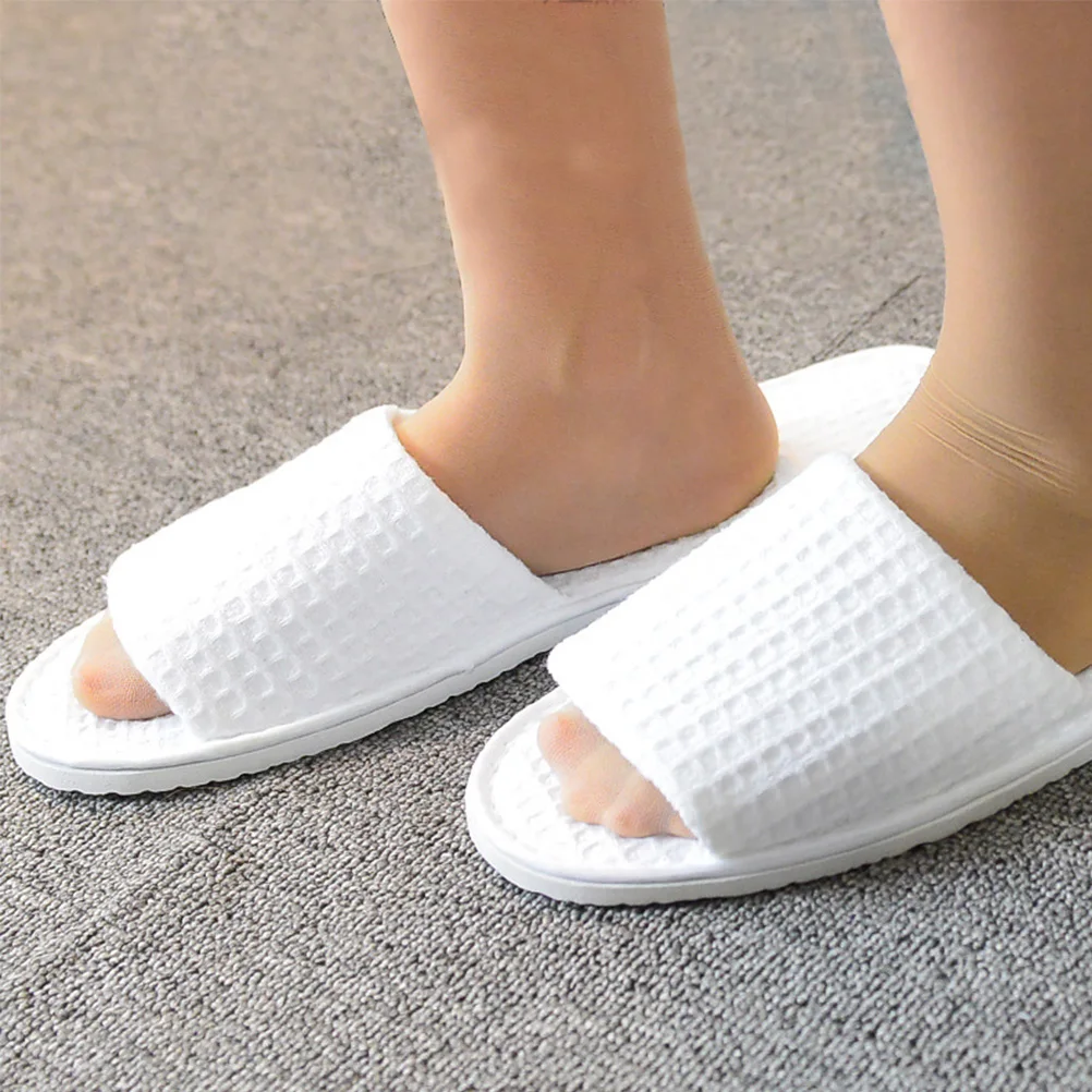 

3 Pairs White Half-covered Disposable Slippers Non-slip Thicken Hotel Salon Babouche Travel Lightweight Portable