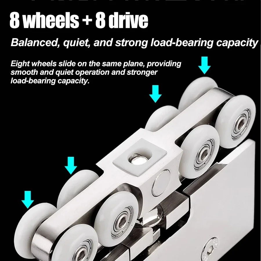

Sliding Door Mute Hanging Rail Pulley Corrosion Preventive Glass Pulley Stainless Steel Glass Door Hanging Wheel Glass Clamp