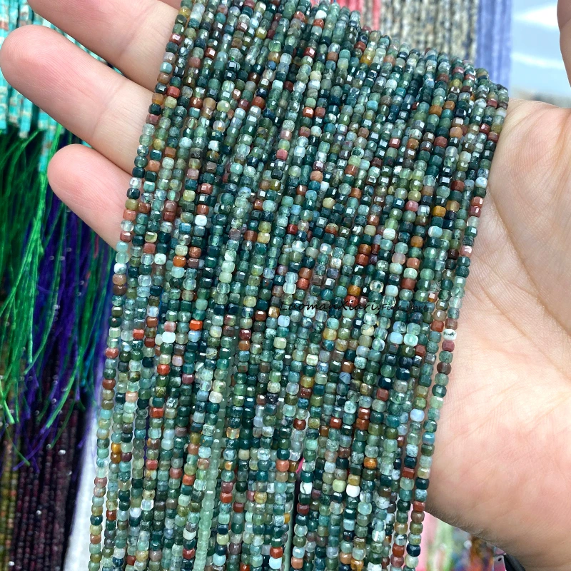 2x2mm Square Copper Quartz Crystal Natural Stone Faceted Loose Spacer Beads for Jewelry Making Diy Bracelets Charms Accessories