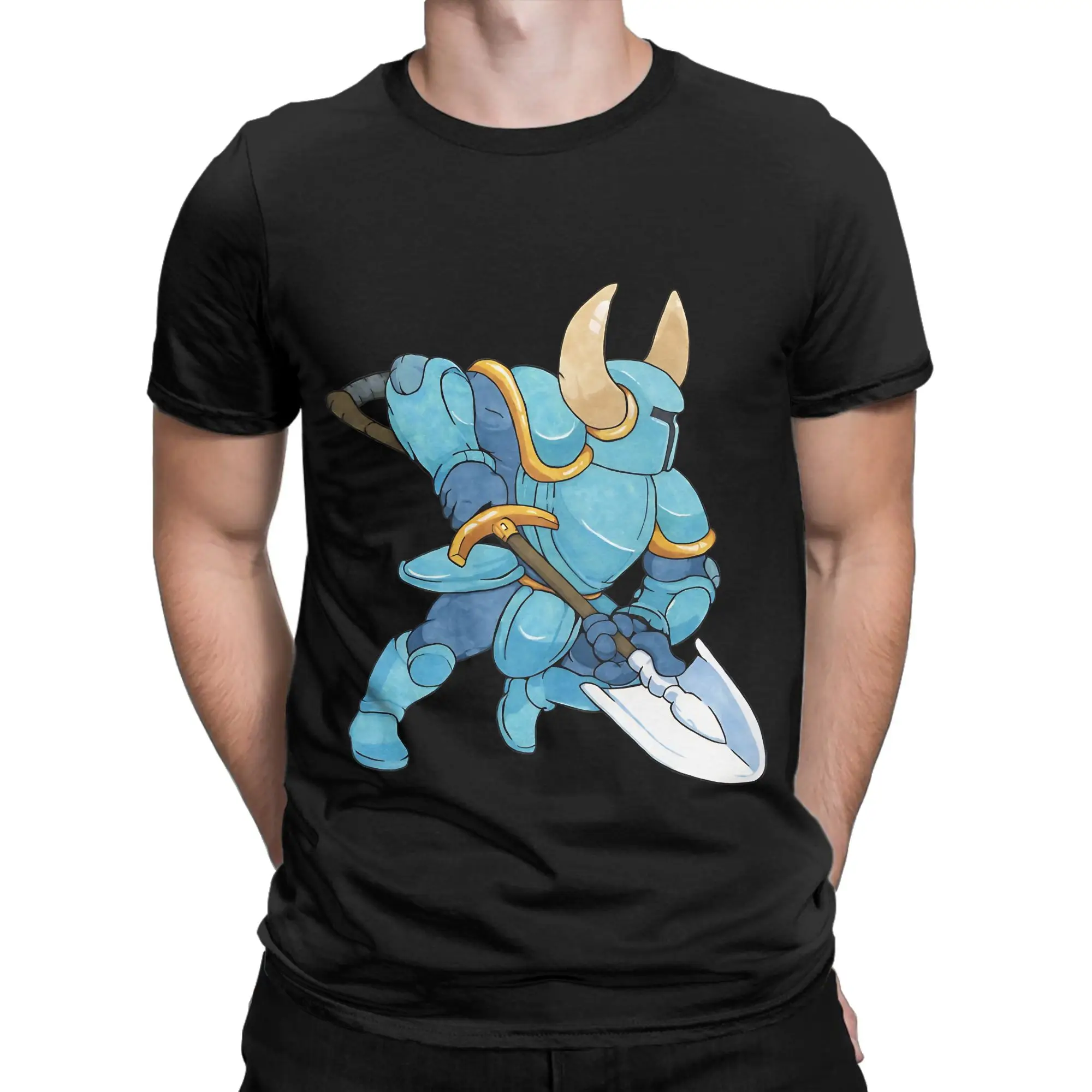 Brave digger Funny Graphic 100% Cotton T-Shirt Shovel Knight Tops Tees For Men