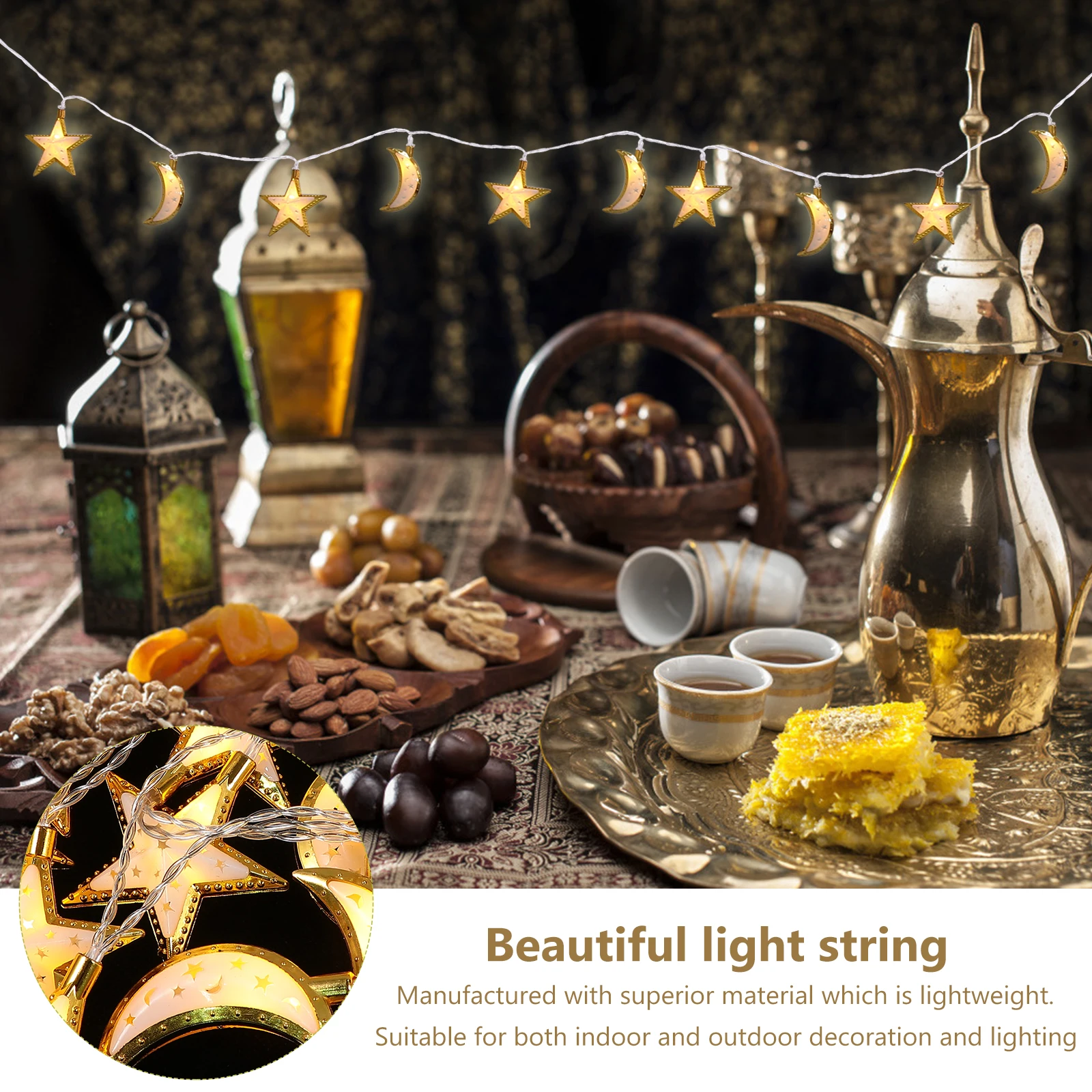 

Star Moon Light String Festive Practical Courtyard Lamp Hanging Post LED Charming Garden Plastic