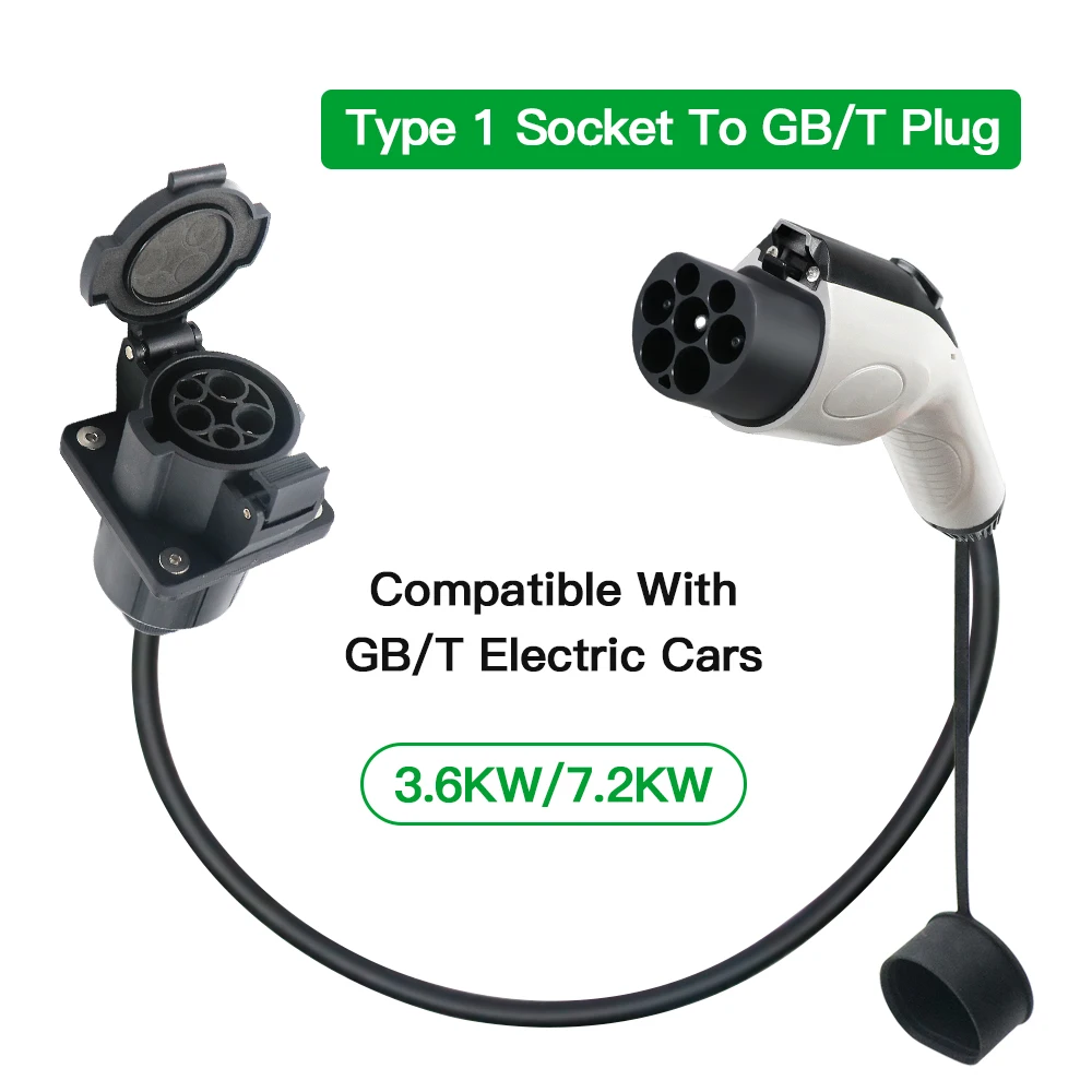 

32A 7.2KW GBT Standard EV Plug To Type 1 SAE J1772 Car Socket Extend Cable 1M