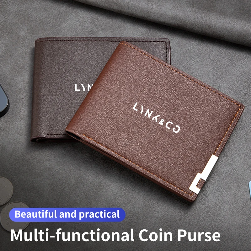 New Fashion Business Wallet Leather Car Logo Card Holder Men Coin Purse For LYNK&CO 06 03 05 08 09 01 Hatchback BX11 EX11 ZERO