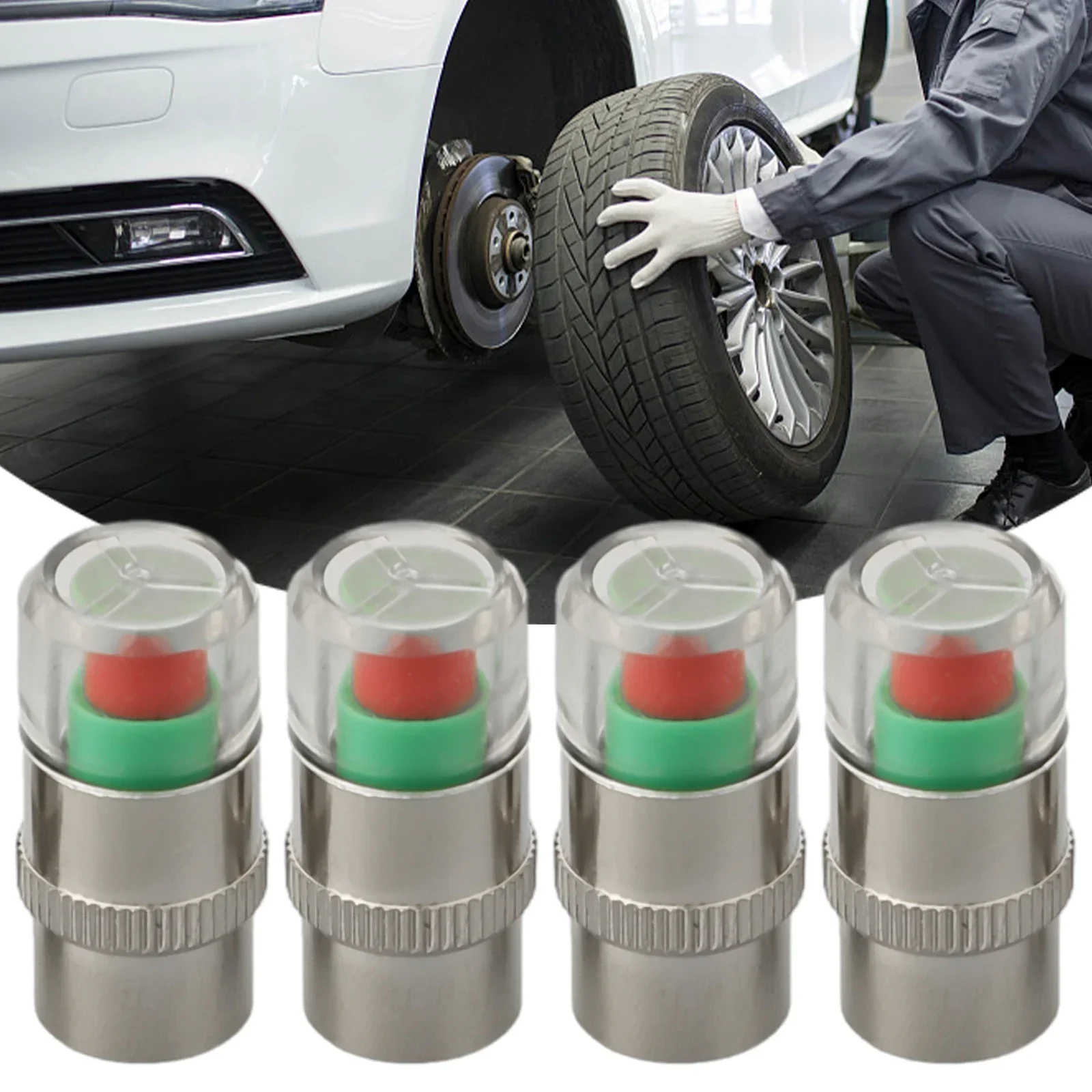 4pcs/set Car Auto Tire Tyre Pressure Test Monitor Valve Stem Cap Sensor Indicator Replacement Automobiles Parts