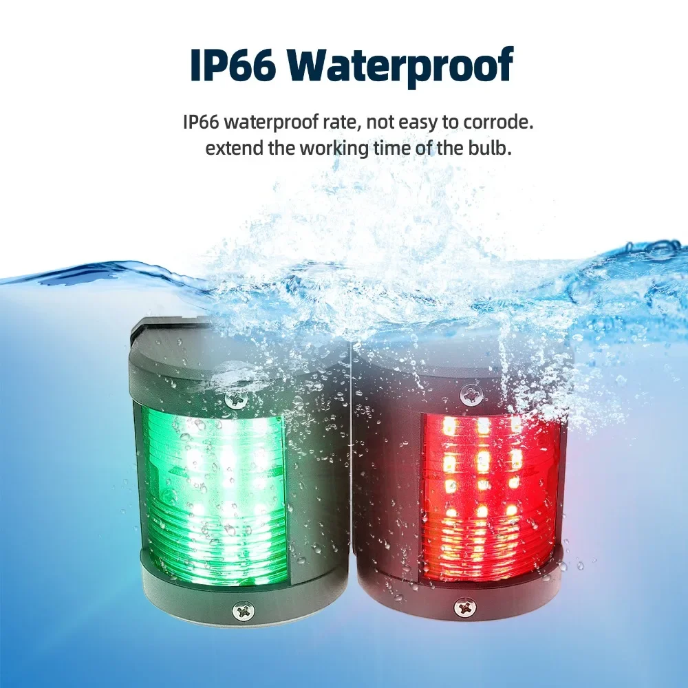 Luz de Navegación LED 12V/24V, IP66 Impermeable, Lámpara de Advertencia, Luces de Navegación Marítima para Barcos, Yates y Accesorios