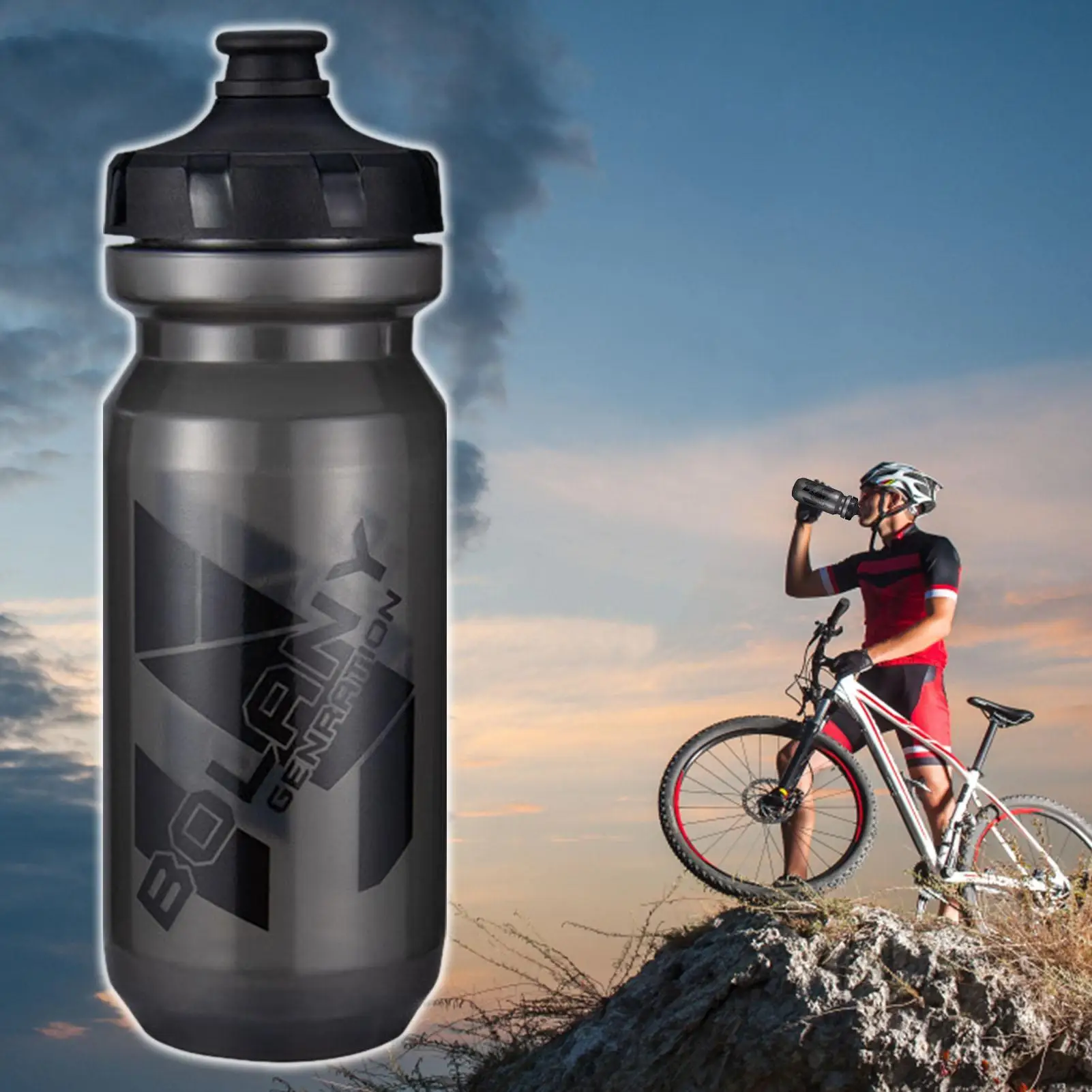 BPA Free Squeeze Sports Water Bottle, Easy Open Push Pull Design, Leakproof Portable Drinking Container Fits Bike Mount Holders