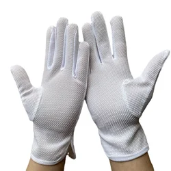 2 Pairs White Cotton Gloves No Slip Women Men Gripper Dot Parade Gloves Formal Tuxedo Uniform Costume Police Server Guard Gloves