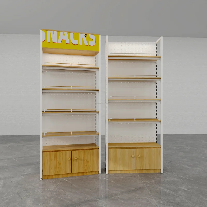 custom.Custom Single-Sided Lightweight Steel-and-Wood Display Stands Convenience Store Retail Solutions