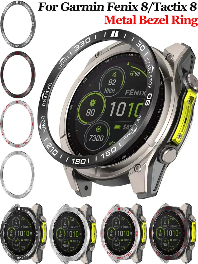 Metallrahmenring für Garmin Fenix 8 51mm 47mm 43mm Zeit-/Geschwindigkeitsskala-Rahmen Schutzring für Garmin Tactix 8 47mm 51mm