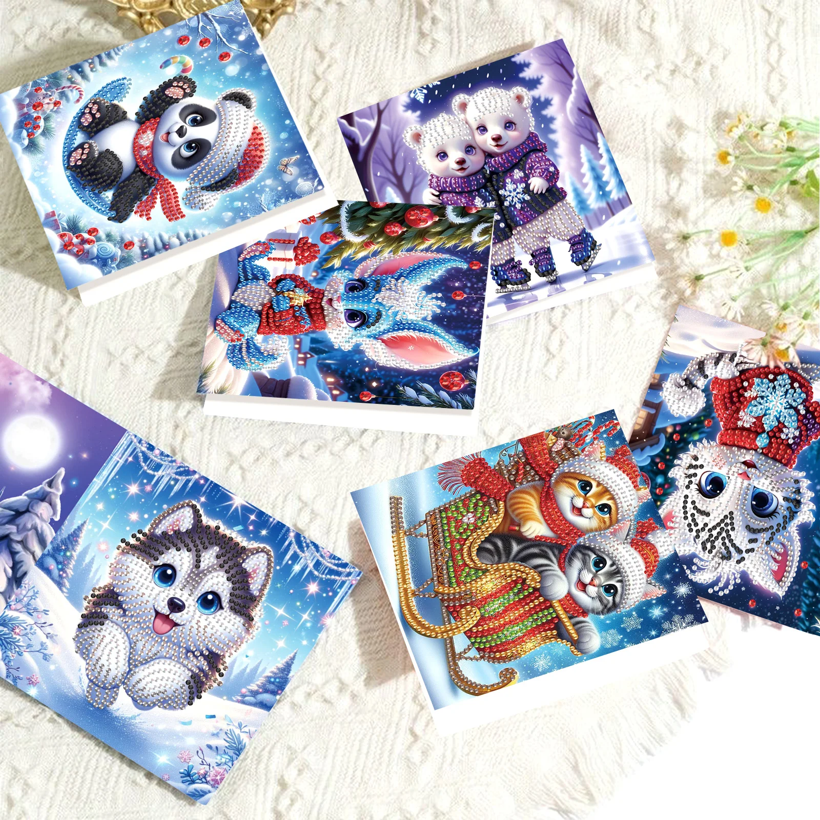 Irregular Shaped Diamonds Painting, Christmas Themed Diamond Painting Greeting Card Kit, DIY Handcraft for Relatives and Friends