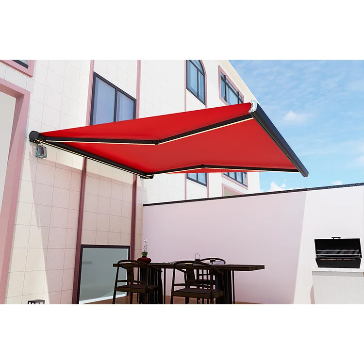 

Customized 3m X 6m Outdoor Retractable Folding Patio Awning Modern Design Full Cassette Adjustable Angle 5m Shade Polyester