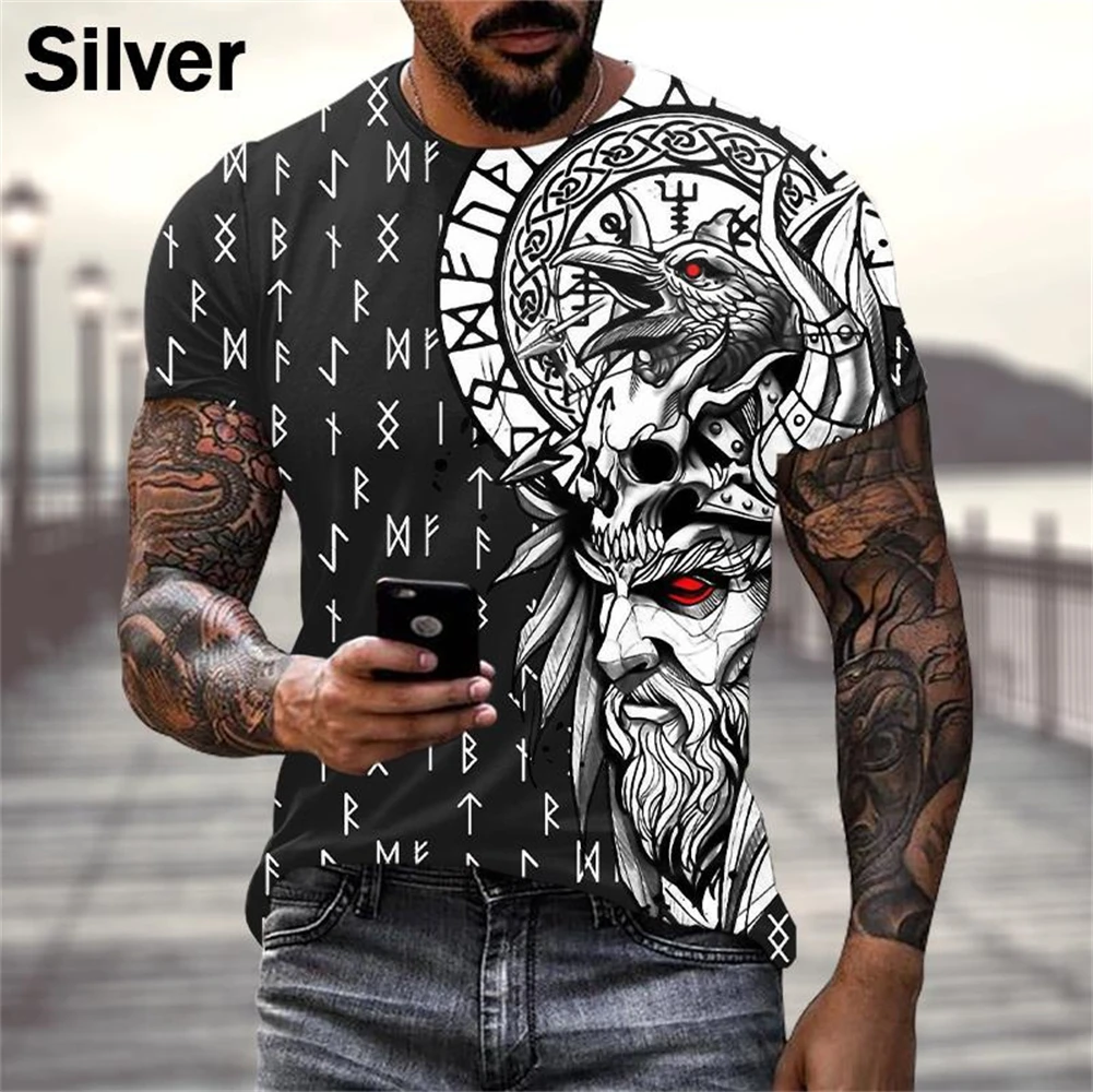 Fashion 3D Vintage Viking Collection Style Short sleeve tee Tops Men Street Personality Oversized t-shirt Casual Pullover Tops