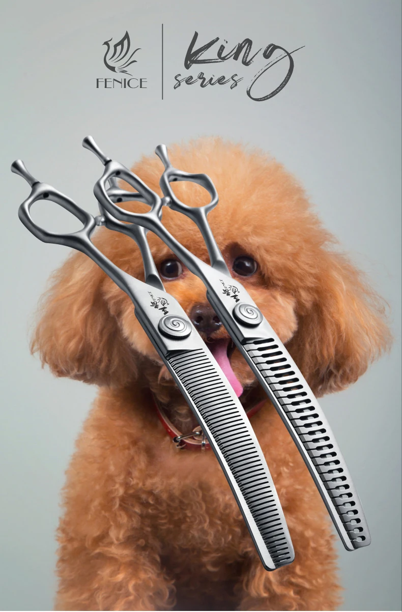 Fenice Hochwertige 7,0/7,5 Zoll professionelle Hundepflegeschere, gebogene Chunker-Effilierschere zum Schneiden von Hundegesicht und Körper – Detail 19