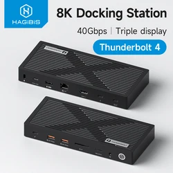 Hagibis Thunderbolt 4 Hub with Dual Monitor 8K/4K Display Dock 40Gbps Docking Station Thunderbolt Certified for Macbook Windows