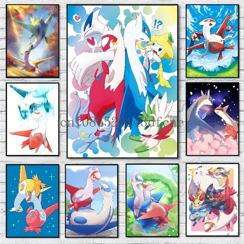 Classic Anime Pokemon Canvas Print Latias Poster Decorative Painting Wall Art Modem Living Room Prints Pictures Home Decoration