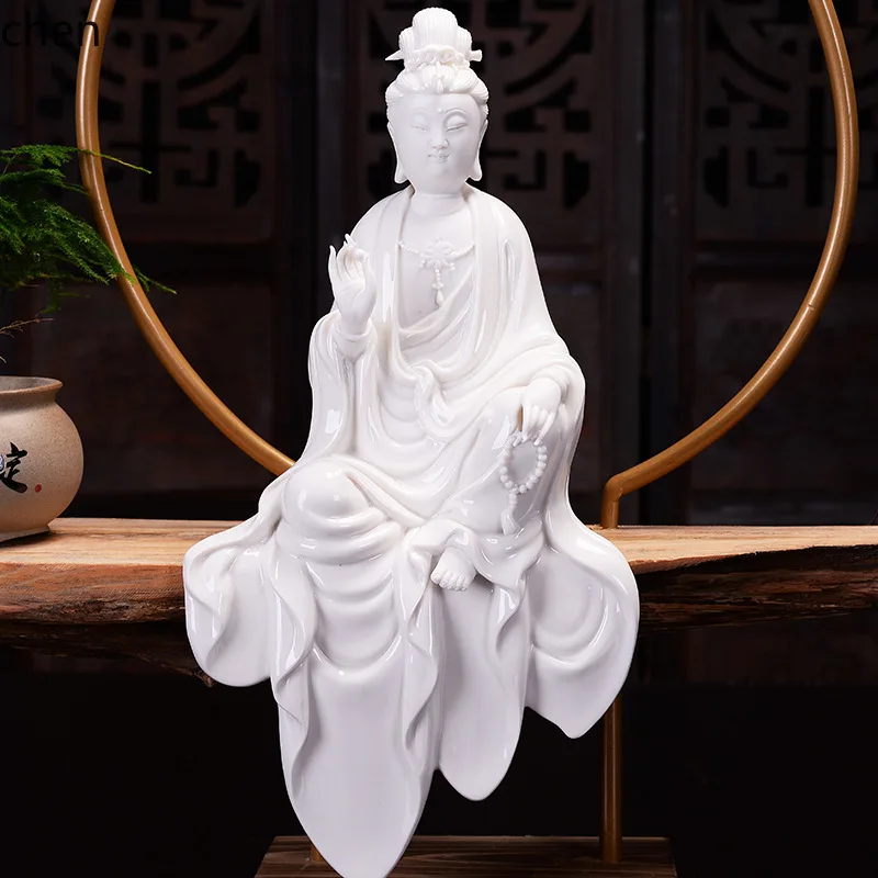 Cz1  mutton-fat jade porcelain guanyin backflow incense burner incense burner creative ornaments large tea ceremony stove