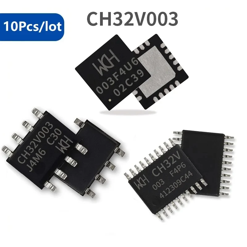 RISC-V2A MCU de grado Industrial CH32V003, sistema de interfaz de depuración Serial de un solo cable, frecuencia de 48MHz, 10 unidades por lote