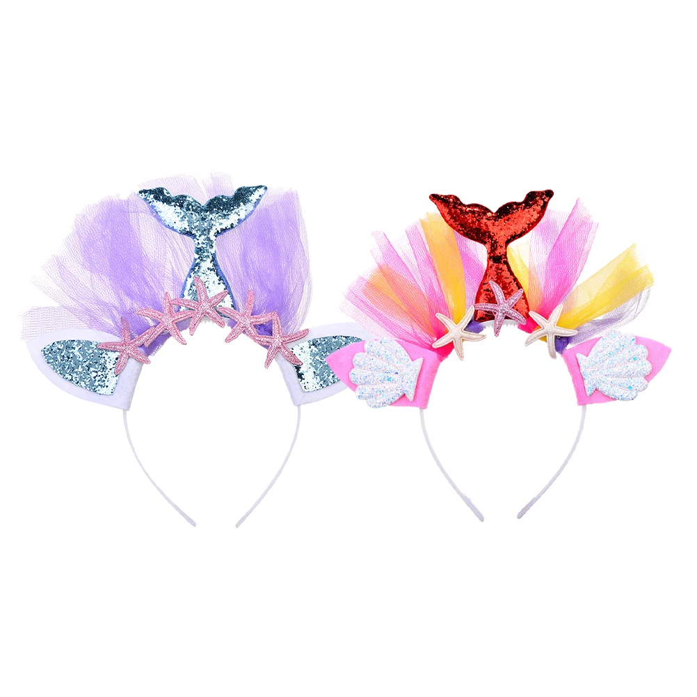 

1 шт., милая Русалка, морская звезда, оболочка для волос, повязка на голову с героями мультфильмов для девочек, аксессуары для волос для детей, украшение для праздничного костюма